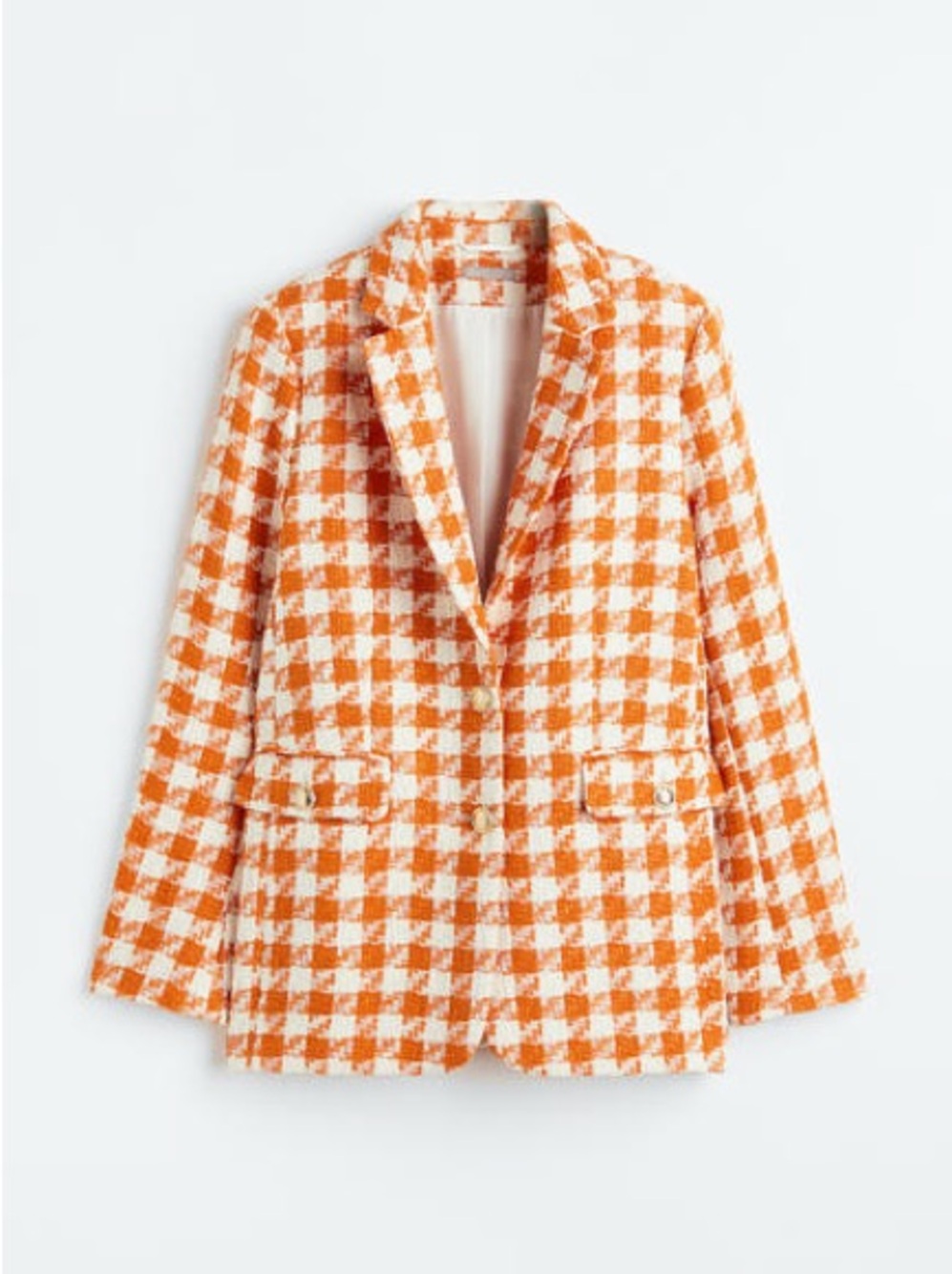 H&M Orange & White Checked Tweed Blazer - Picture 2 of 12